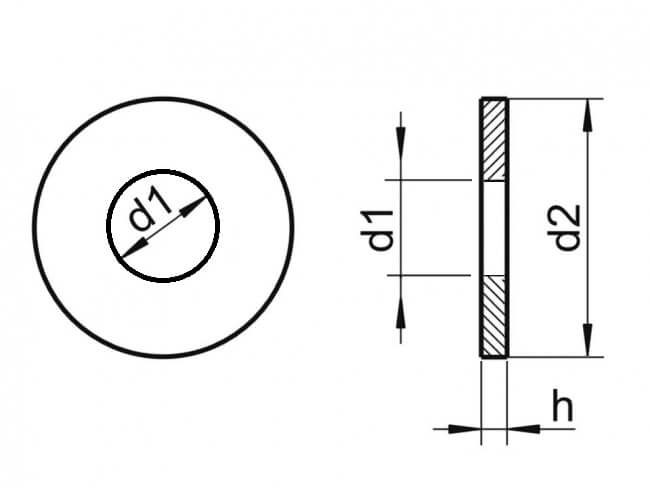technical line drawing of DIN 9021 form G flat washers