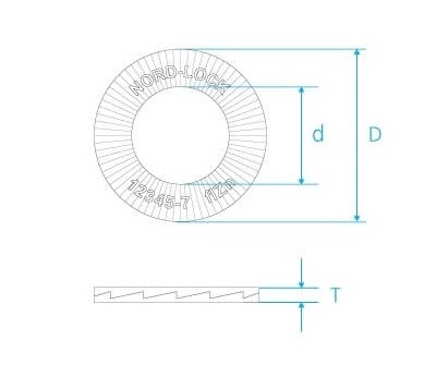 technical line drawing of Nord-Lock wedge locking washer