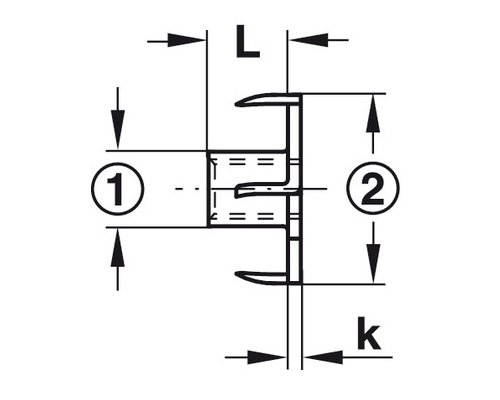 technical line drawing of 4 pronged t nut